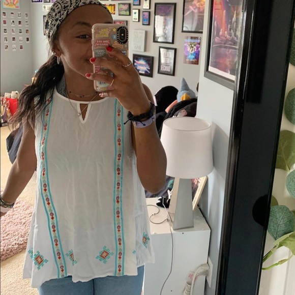 Altar'd State Tops - Aztec pattern lace tank